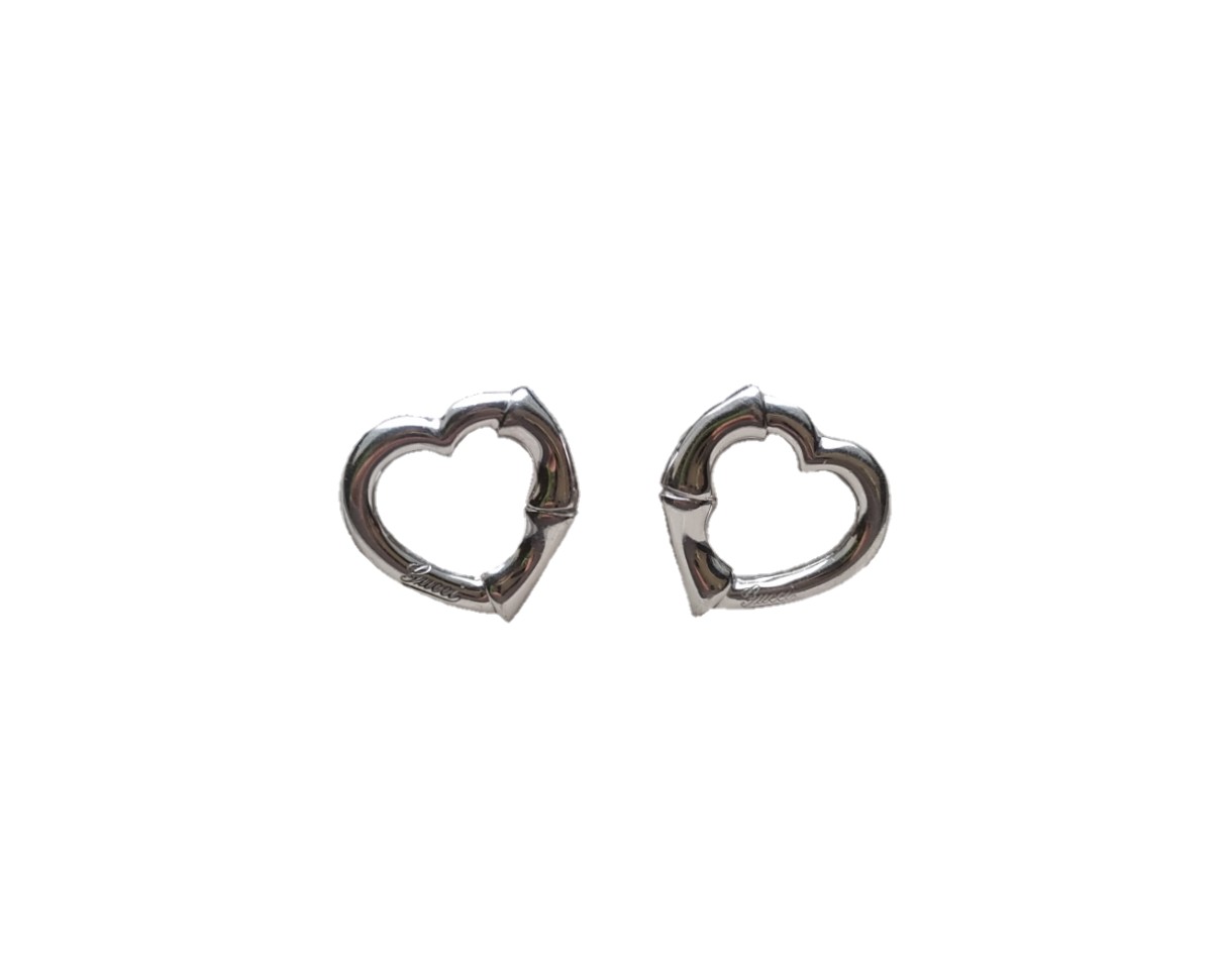 Tage med Grundlægger lotus Gucci Bamboo Heart Stud earrings in Sterling Silver - Earth Luxury
