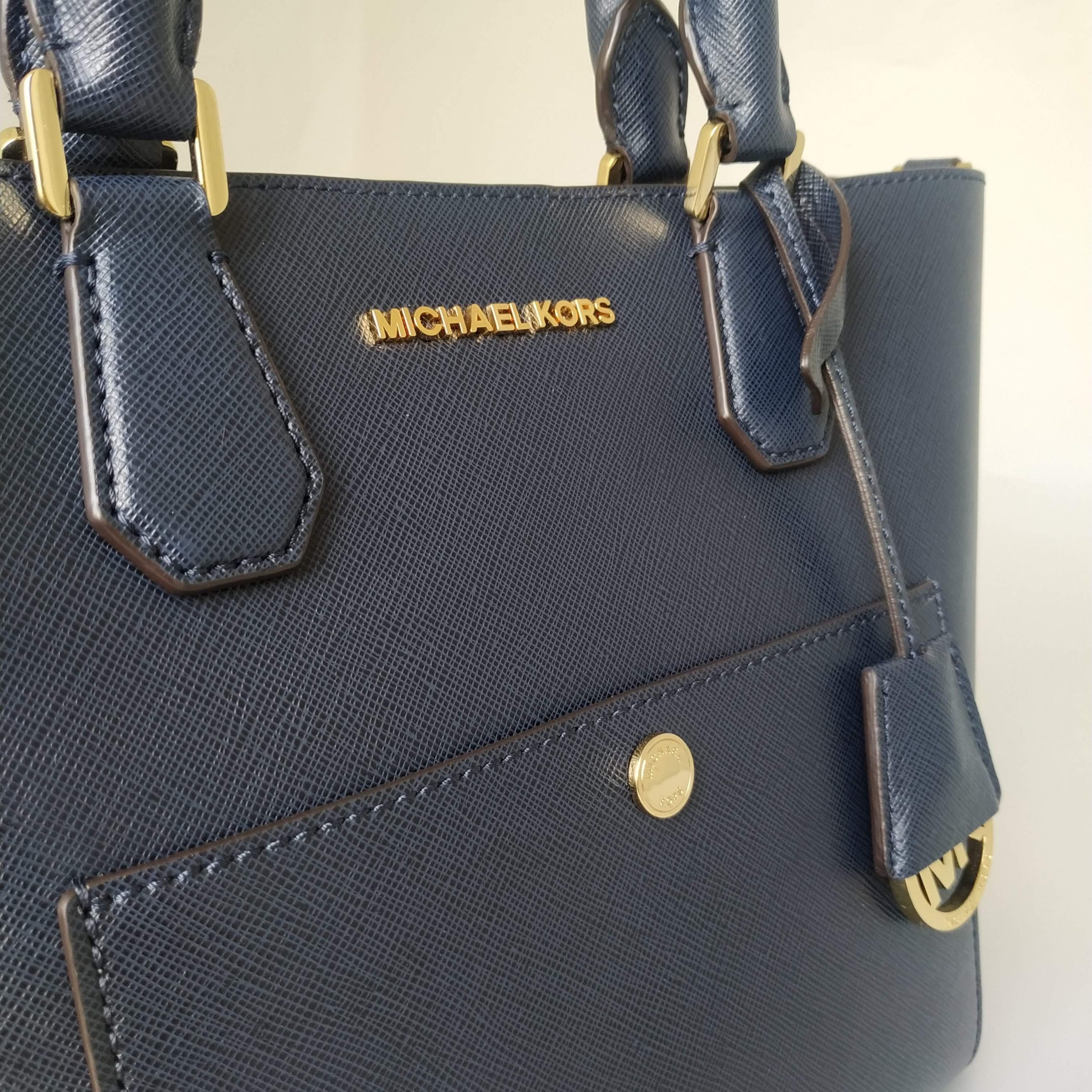 Michael Kors Greenwich Bicolour Saffiano Large Grab Bag 30s5ggrt7u In Navy  - Excel Clothing