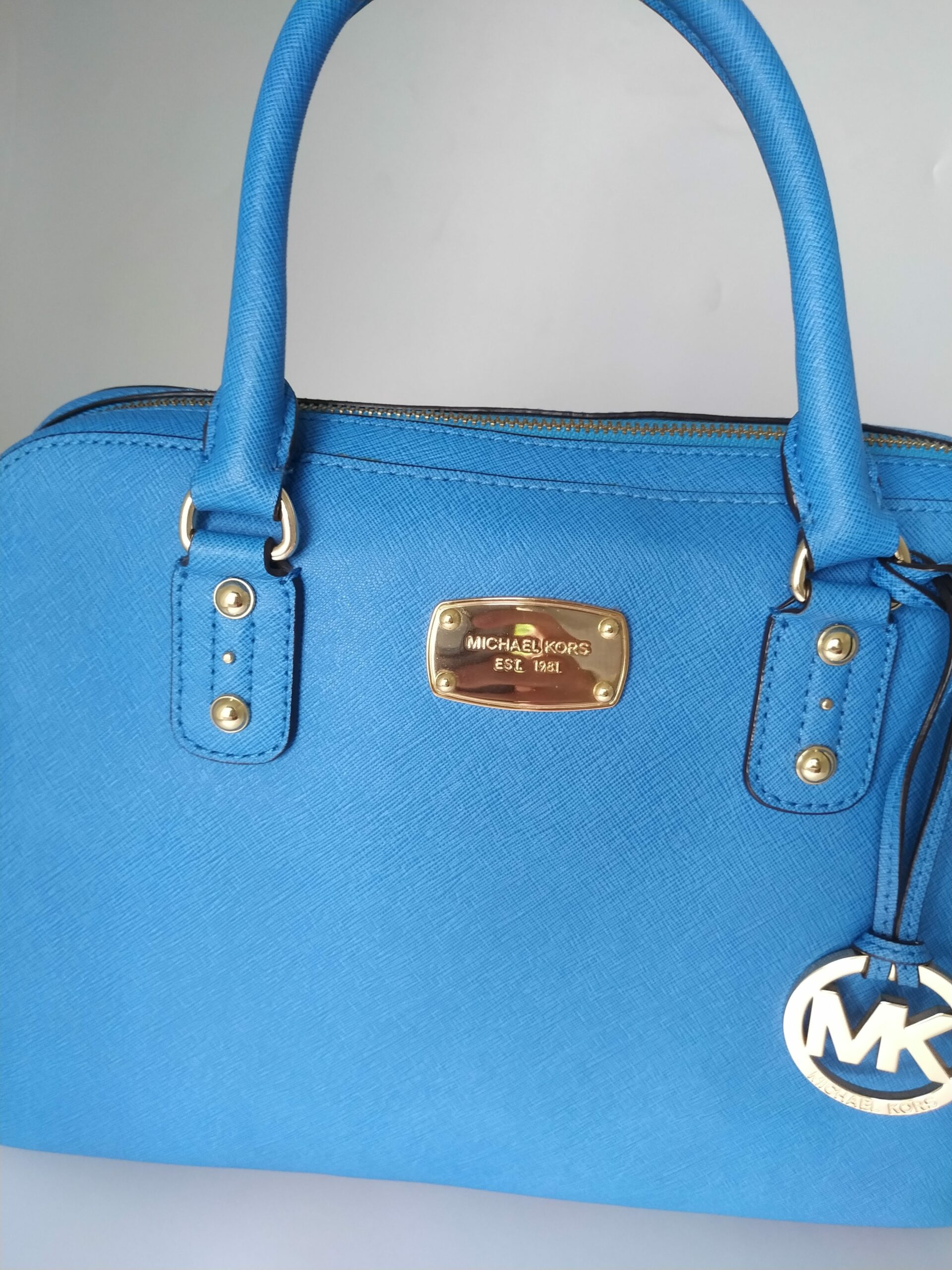 Leather satchel Michael Kors Blue in Leather - 34578924
