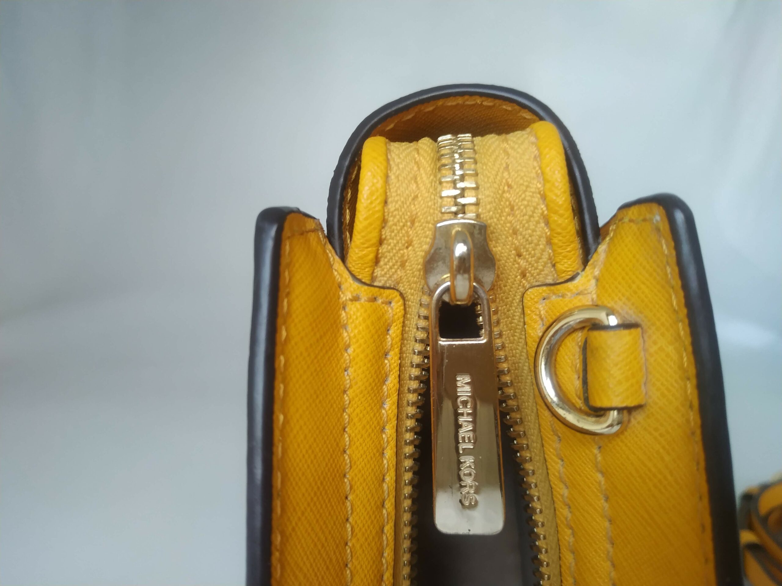 Michael Kors Metallic Gold Saffiano Leather Mini Selma Crossbody Bag  Michael Kors | The Luxury Closet