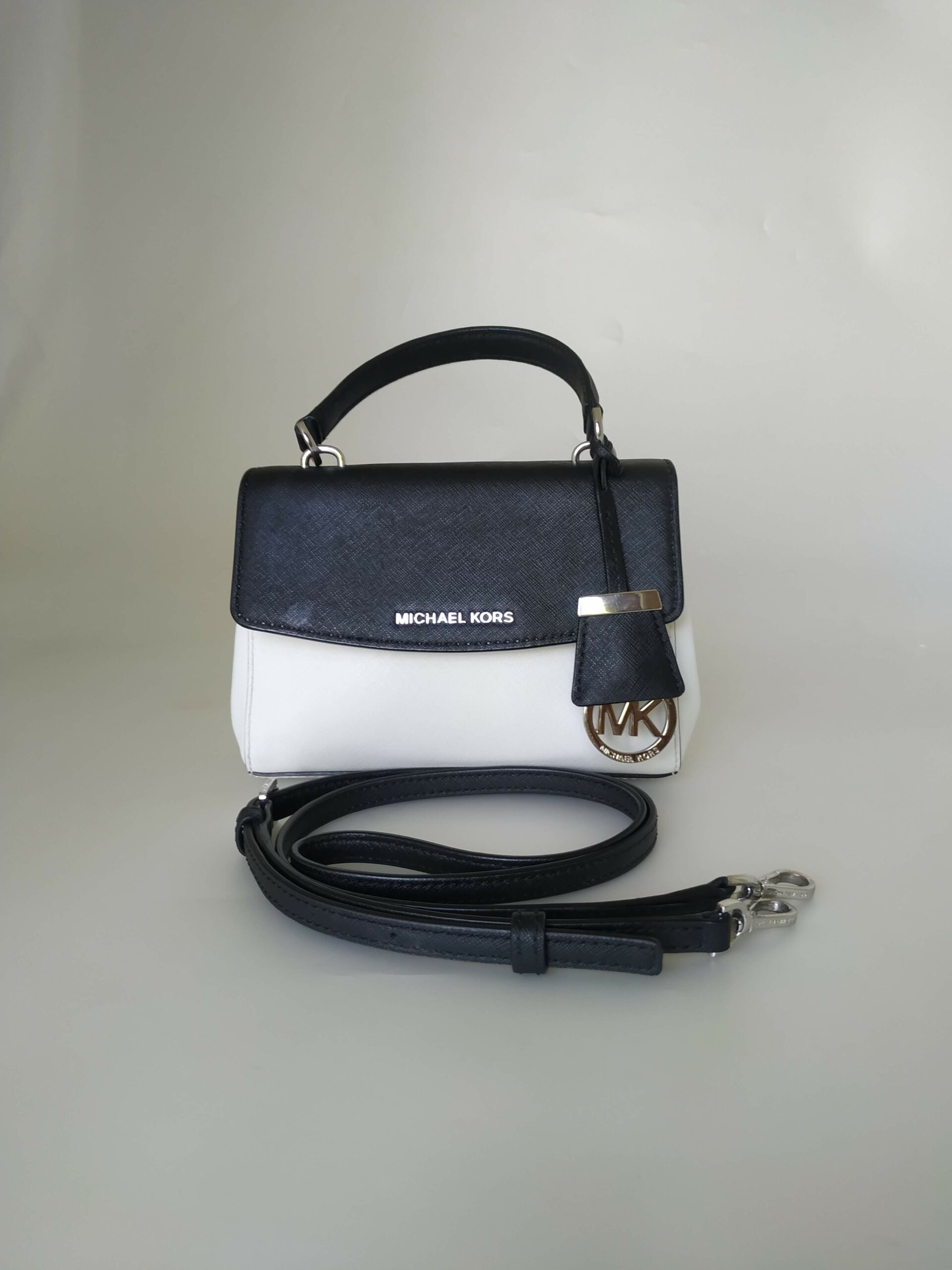 New Michael Kors Ava Small Saffiano Leather Jewel Satchel Bag Black
