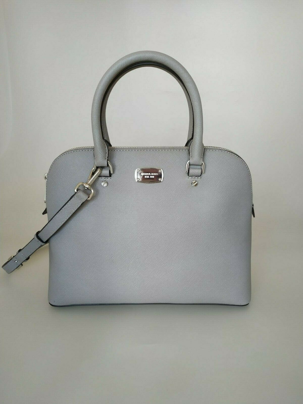 MK Michael Kors Cindy L Pearl Grey Saffiano Leather Bag - Earth Luxury